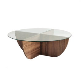 Hanah Home Mesa de Centro Lily Nogal 90x90x30 cm Cristal Templado y Tablero de Partículas